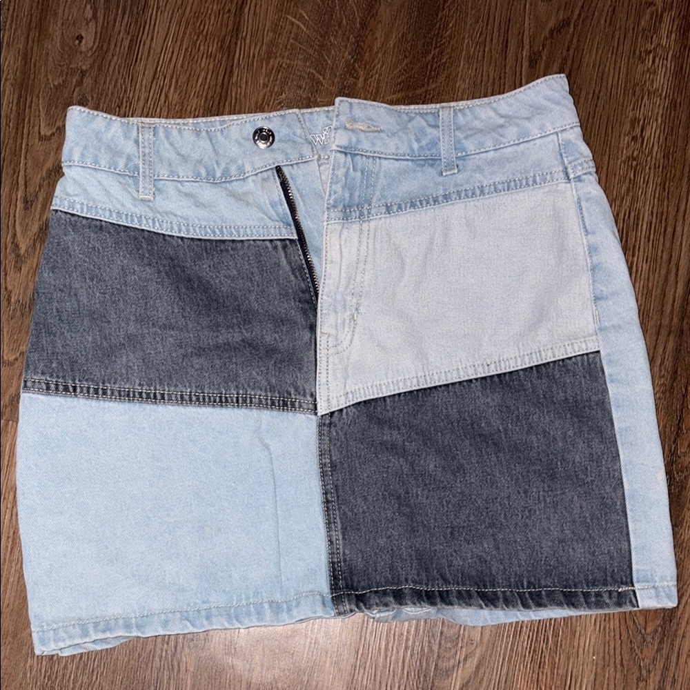 Patchwork Denim Mini Skirt